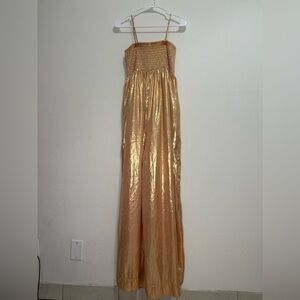 Free People Shiny Gold Jumpsuit